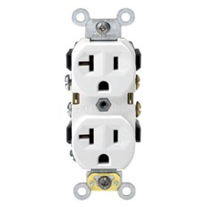 LEVITON S02-0CR20-0WS COMMERCIAL 20A GROUNDING OUTLET WHITE