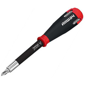 ALLWAY TOOLS 18041 SD41 4-IN-1 UL TESTED SHOCKPROOF SCREWDRIVER WITH 4 BITS