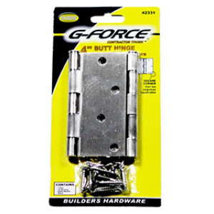 G-FORCE 42331 SQUARE CORNER SATIN NICKEL STEEL 4" BUTT HINGE 1 PAIR
