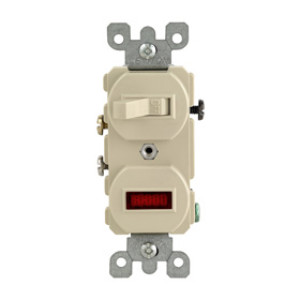 LEVITON S03-05226-0IS COMBINATION SWITCH AND PILOT LIGHT IVORY