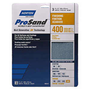 NORTON PROSAND 68156 400 GRIT 9" X 11" SUPER FINE (3PK) HANDY PACK