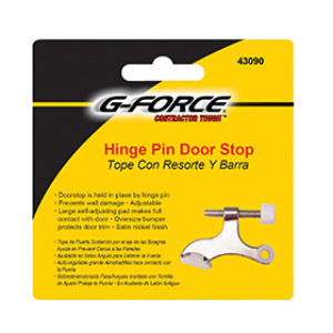 G-FORCE 43090 DIE CAST SATIN NICKEL HINGE PIN DOOR STOP CARDED