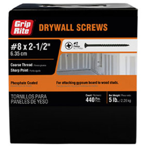 PRIME SOURCE 212CDWS5 2-1/2" BLACK COARSE THREAD DRYWALL SCREWS 5 LB 10373