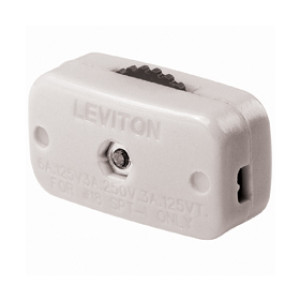 LEVITON R50-00423-3K FEED-THRU ROTARY ON-OFF CORD SWITCH WHITE