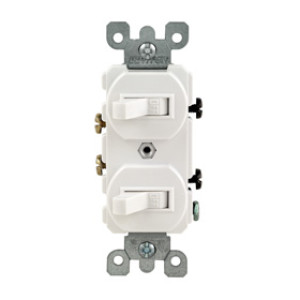 LEVITON R62-05224-2WS 15AMP COMBINATION TWO SINGLE POLE SWITCHES WHITE