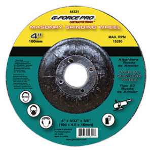 G-FORCE 44321 MASONRY CUTTING WHEEL 4" X 1/8" X 5/8" DEPRESSED CENTER TYPE 27