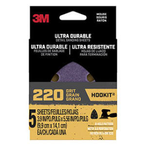 3M MOUSE5PK220 220 GRIT ULTRA DURABLE MOUSE DETAIL SANDING SHEETS HOOKIT 5PACK