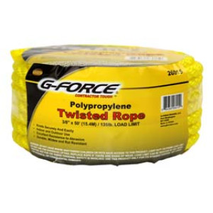 G-FORCE 26015 3/8" X 50' YELLOW TWISTED POLY ROPE