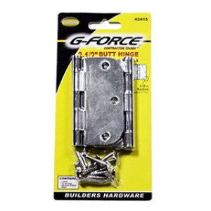 G-FORCE 42415 RADIUS CORNER CHROME FINISH 3-1/2" BUTT HINGE PAIR