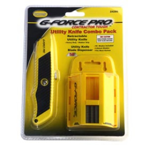 G-FORCE 24286 UTILITY KNIFE & 50PC BLADE DISPENSER COMBO