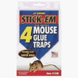 JT EATON 133N STICK-EM FOAMED GLUE MOUSE GLUE TRAPS 4 PACK