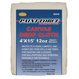 PAINT-FORCE 30410 4' X 15' 12 OZ CANVAS DROP CLOTH