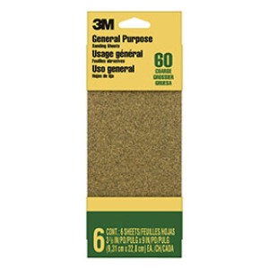 3M 9017NA-CC 3-2/3"X9" COARSE GENERALPURPOSE ALUMINUM OXIDE SANDING SHEETS 6PK