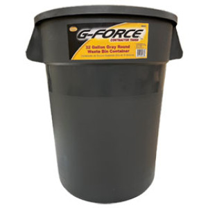 G-FORCE 55 GAL GRAY ROUND WASTE BIN CONTAINER
