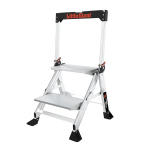 LITTLE GIANT 11902 JUMBO STEP IAA 2-STEP ALUMINUM STEP STOOL WITH HANDRAIL