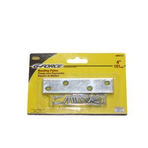 G-FORCE 40512 4" MENDING PLATE ZINC PLATED CARDED WITH SCREWS (4/CARD)