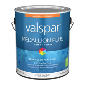 VALSPAR 24004.007 MEDALLION PLUS SEMIGLOSS CLEAR BASE INTERIOR PAINT & PRIMER