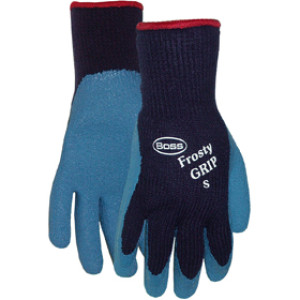 BOSS 8439M MEDIUM BLUE FROSTY GRIP INSULATED RUBBER DIPPED WORK GLOVES