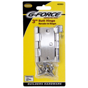 G-FORCE 42303 RADIUS CORNER SATIN NICKEL BUTT HINGES PAIR