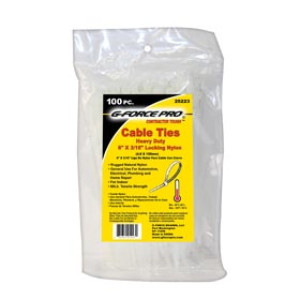 G-FORCE 25223 100 PK 6" X 3/16" NYLON CLEAR CABLE TIES