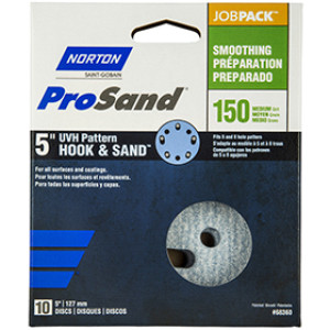 NORTON PROSAND 68360 5" P150B UVH HOOK & LOOP JOB PACK SANDING DISCS 10-PACK