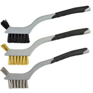 G-FORCE 44403 3 PC MINI WIRE BRUSH SET BRASS STAINLESS STEEL & NYLON SOFT GRIP