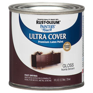 RUST-OLEUM PAINTER'S TOUCH 1977730 ULTRA COVER GLOSS KONA BROWN LATEX PAINT