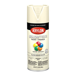 KRYLON K05516007 COLORMAXX PAINT + PRIMER GLOSS DOVER WHITE 12 OZ IN-OUTDOOR