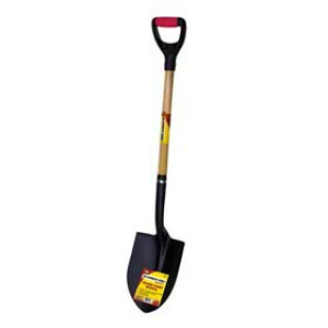 G-FORCE 52897 ROUND POINT SHOVEL 43" WOOD D-HANDLE WITH RUBBERIZED GRIP