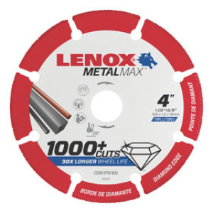 LENOX 1972920 METAL MAX 4" X 5/8" DIAMETER DIAMOND CUTOFF WHEEL ANGLE GRINDER