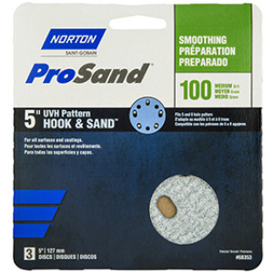 NORTON PROSAND 68353 5" P100C UVH HOOK & LOOP HANDY PACK SANDING DISCS 3-PACK