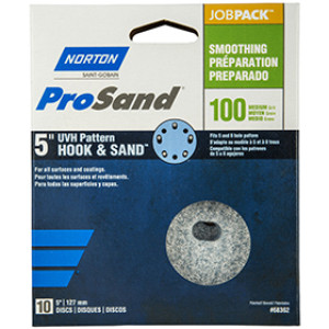 NORTON PROSAND 68352 5" P100C UVH HOOK & LOOP JOB PACK SANDING DISCS 10-PACK