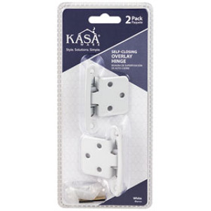 KASAWARE KFHO-A-WH2 SELF CLOSING OVERLAY HINGE WHITE 2-PACK