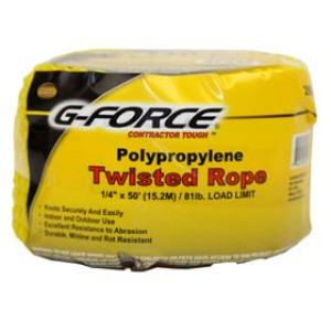 G-FORCE 26005 1/4" X 50' YELLOW TWISTED POLY ROPE