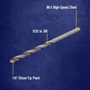 IRWIN 60510ZR 5/32" GP 118DEG FRACTIONAL JOBBER LENGTH DRILL BIT CARDED