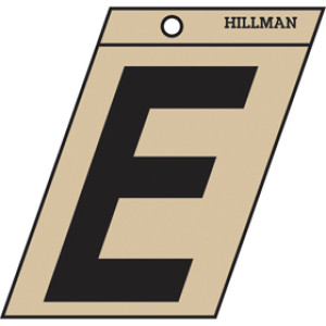 P-T 839408 3" BLACK ON GOLD LETTER E ANGLE-CUT MYLAR SELF ADHESIVE