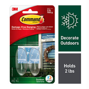 3M 17091CLR-AWES COMMAND CLEAR OUTDOOR MEDIUM WINDOW HOOKS 2 HOOKS / 4 STRIPS