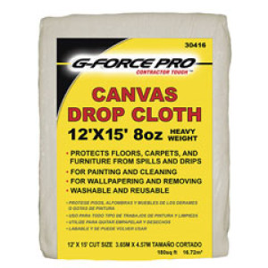 PAINT-FORCE 30416 12' X 15' 8 OZ CANVAS DROP CLOTH