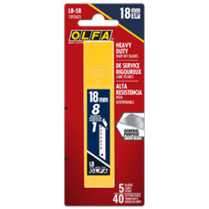 OLFA 1092625 18MM HEAVY DUTY SILVER SNAP-OFF BLADE 5/PK LB-5B