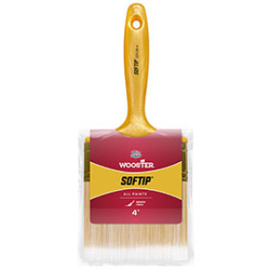 WOOSTER SOFTIP Q3108 4" WHITE NYLON/GOLD POLY CHISEL TRIM PAINT BRUSH