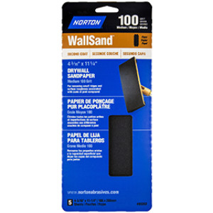 NORTON 01888 4-3/16" X 11" 100D WALLSAND DRYWALL SANDING SHEETS HANDY PACK 5PK