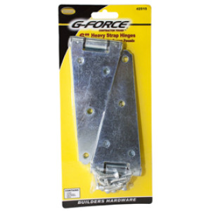 G-FORCE 42515 6" HEAVY STRAP HINGES ZINC PLATED PAIR