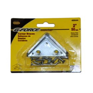 G-FORCE 40044 2" HEAVY DUTY 3-SIDED CORNER BRACE ZINC PLATED CARDED (2/CARD)