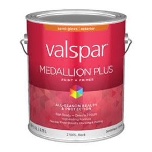 VALSPAR 27005.007 MEDALLION PLUS SEMIGLOSS BLACK EXTERIOR PAINT + PRIMER