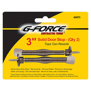 G-FORCE 43073 3" CHROME PLATED SPRING DOOR STOP CARDED