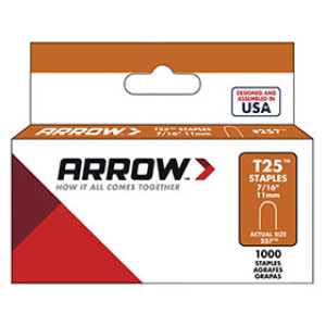 ARROW FASTENER 257 T25 7/16" ROUND CROWN STAPLES - 1000 PACK FITS T2025