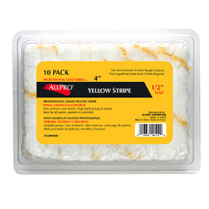 WHIZZ ALLPRO 5099000 4" YELLOW STRIPE ACRYLIC ROLLER REFILL (10-PACK)