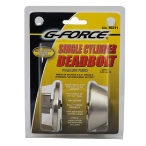 G-FORCE 80311 SINGLE CYLINDER STAINLESS FINISH DEADBOLT KW1 KEYWAY KEYED ALIKE