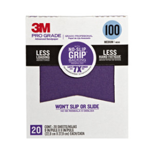 3M SHCP100-PGP20T PRO GRADE 9"X 11" 100 GRIT NO-SLIP GRIP SANDPAPER 20 SHTS/PK