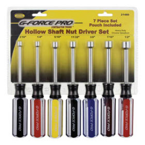 G-FORCE 21480 7 PC NUT DRIVER SET WITH STORAGE POUCH CHROME VANADIUM HOLLOW SH